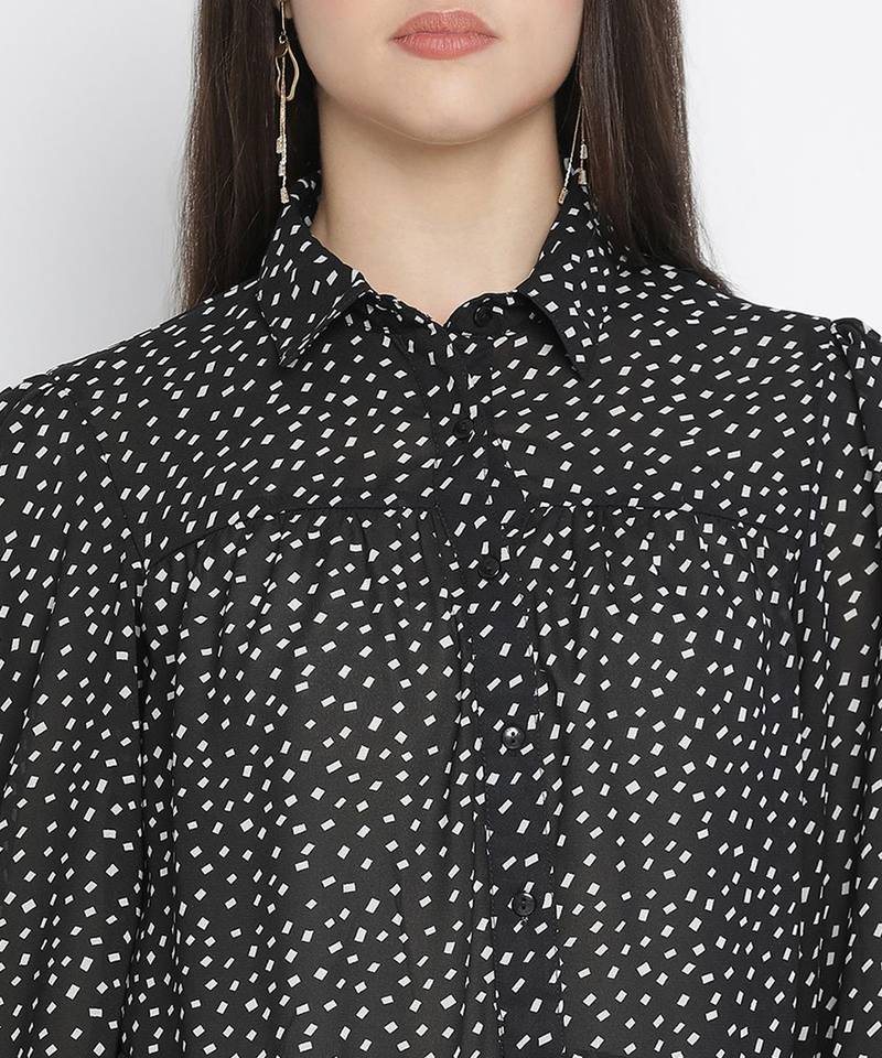 Sophic black dot print majestic women Shirt