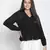 Gonzo solid black women dobby top