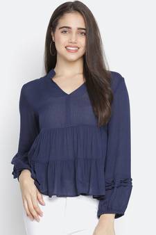 Bossy soild blue women top