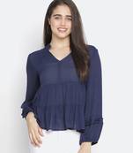 Bossy soild blue women top
