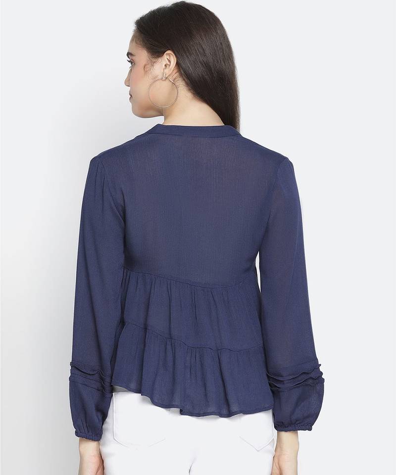 Bossy soild blue women top