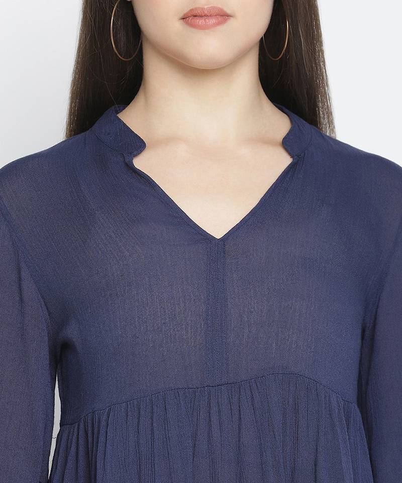 Bossy soild blue women top