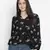 Malleate super black floral print women top