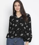 Malleate super black floral print women top