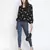 Malleate super black floral print women top