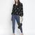 Malleate super black floral print women top