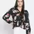 Chaklic Sleek black floral print women top