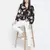 Chaklic Sleek black floral print women top