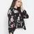 Chaklic Sleek black floral print women top