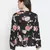 Chaklic Sleek black floral print women top