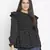 Jagged chic black dot print smocked women top
