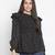 Jagged chic black dot print smocked women top