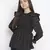 Jagged chic black dot print smocked women top