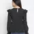 Jagged chic black dot print smocked women top