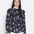 Gental blue tropical print chic smocked women top