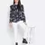 Gental blue tropical print chic smocked women top