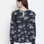 Gental blue tropical print chic smocked women top
