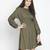 Elevon kahki colour smart women smocked dress