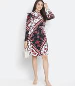 organic white floral print women ruffle dress