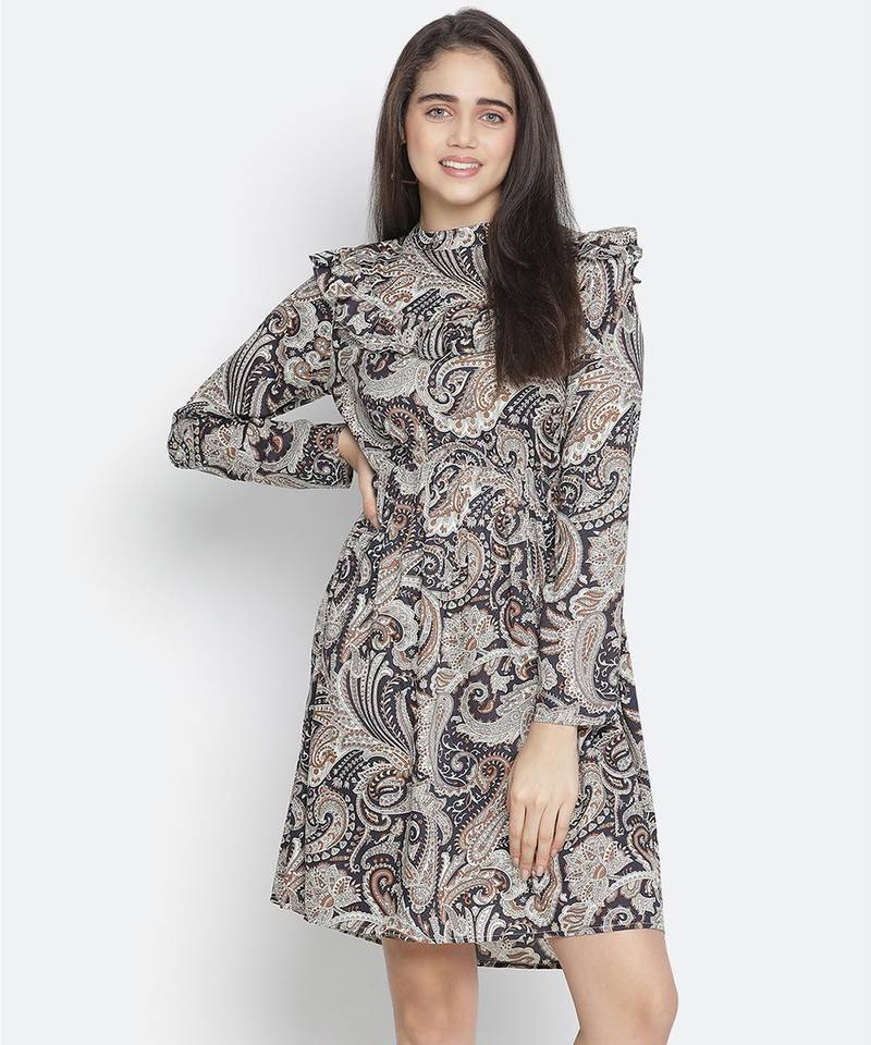 Luxuriant printed modiBL women ruffle dress