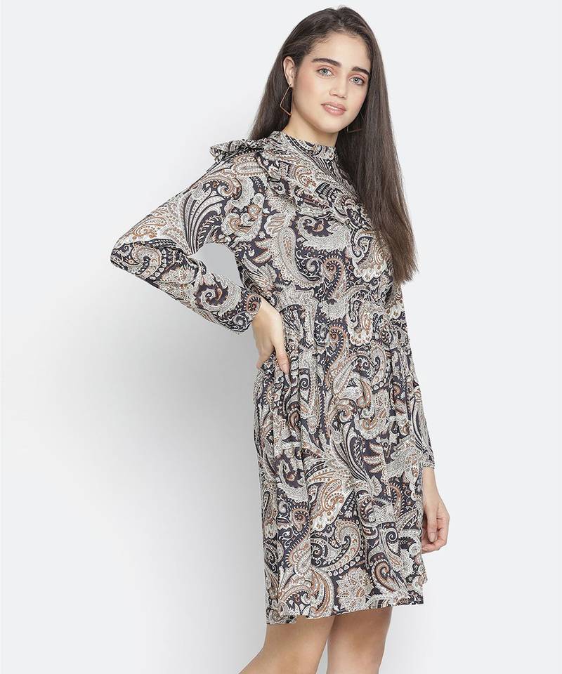 Luxuriant printed modiBL women ruffle dress