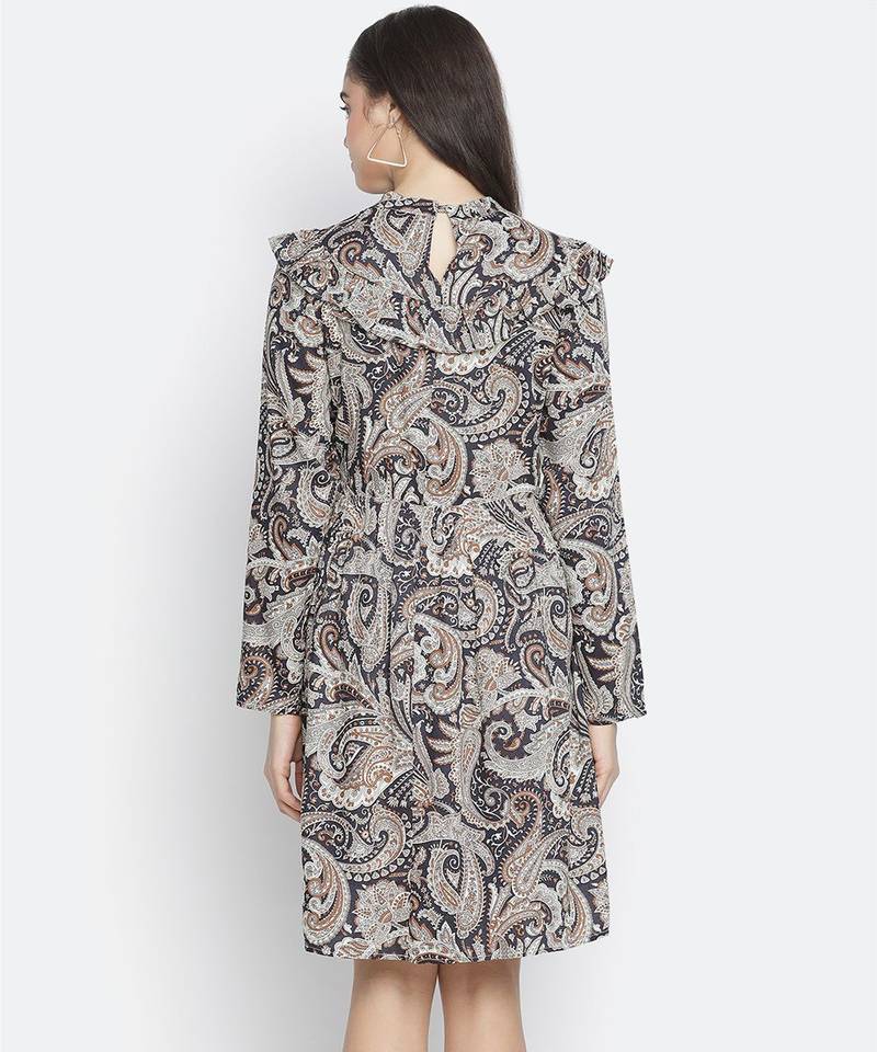 Luxuriant printed modiBL women ruffle dress