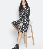 Thrilling black printed diva women ruffle dress