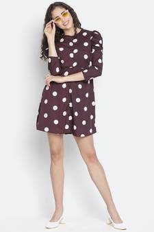 Swifty polka print cute women puff sleeve dress