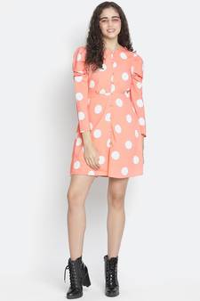 Charvic polka print adrobale women puff sleeve dress