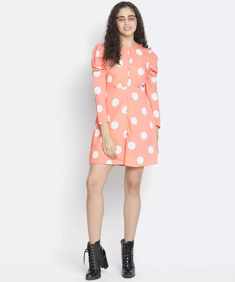 Charvic polka print adrobale women puff sleeve dress