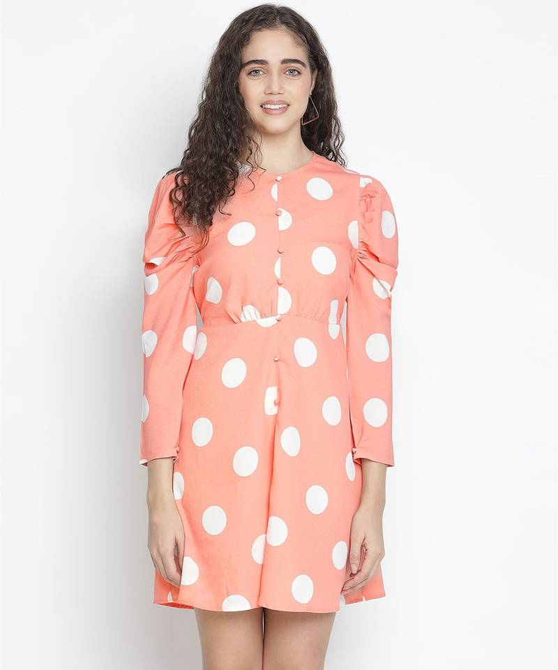 Charvic polka print adrobale women puff sleeve dress