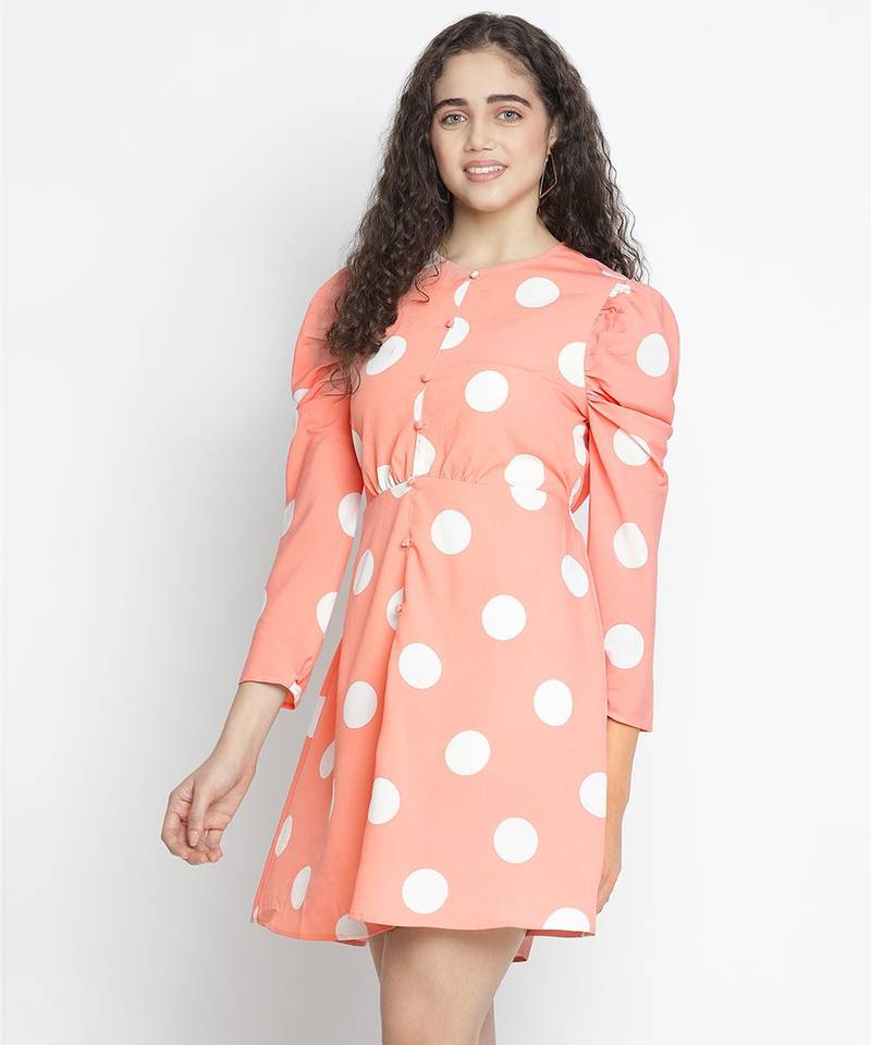 Charvic polka print adrobale women puff sleeve dress
