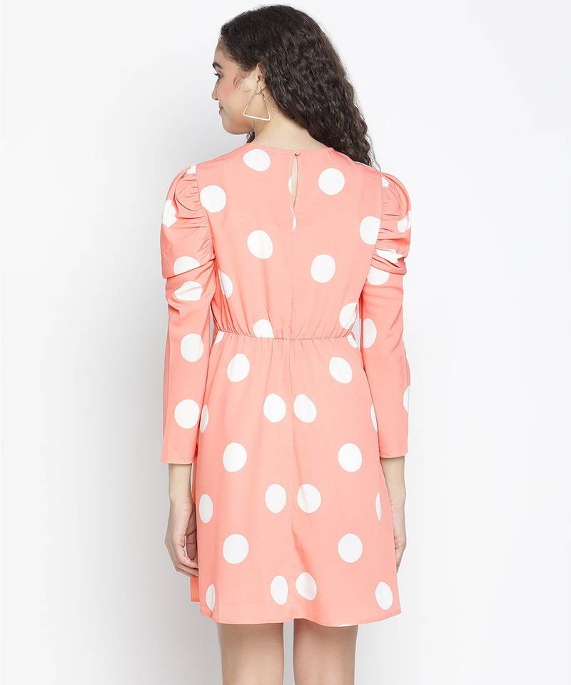 Charvic polka print adrobale women puff sleeve dress