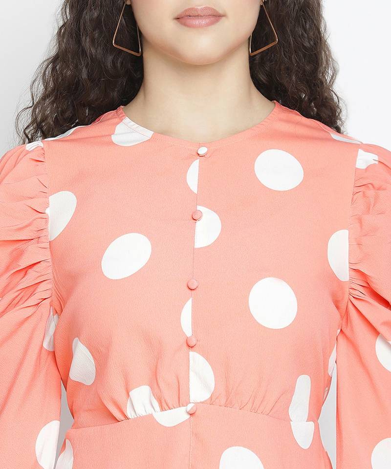 Charvic polka print adrobale women puff sleeve dress