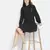 Soild black mania button- down women dress