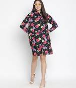 Abuzz black floral print button-down women dress