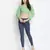 Gentle pretty green smocked women off-shoulder crop top