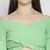 Gentle pretty green smocked women off-shoulder crop top