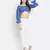 F ancy Bossy blue smocked women off-shoulder crop top