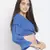 F ancy Bossy blue smocked women off-shoulder crop top