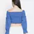 F ancy Bossy blue smocked women off-shoulder crop top