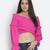 Thrilling Queen pink radiant women off-shoulder crop top