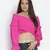 Thrilling Queen pink radiant women off-shoulder crop top