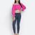 Thrilling Queen pink radiant women off-shoulder crop top