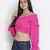 Thrilling Queen pink radiant women off-shoulder crop top