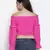 Thrilling Queen pink radiant women off-shoulder crop top