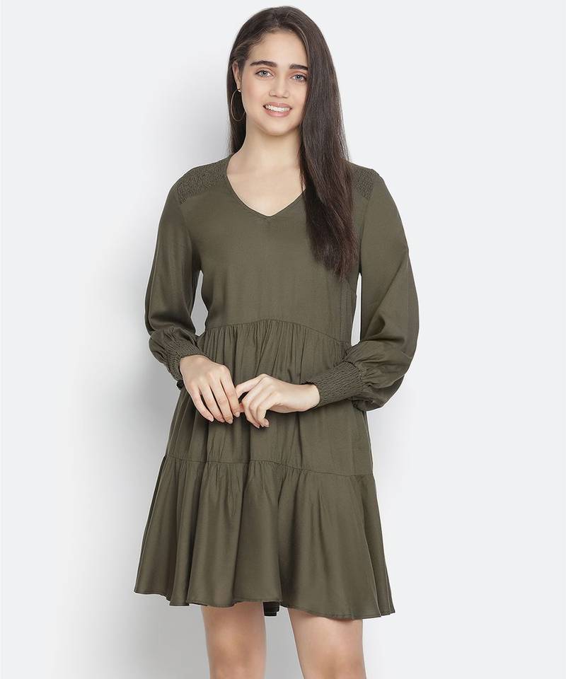 Mombo khaki colour starling women dress