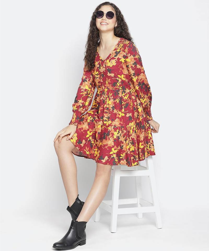 Winds of flower trendy women dress