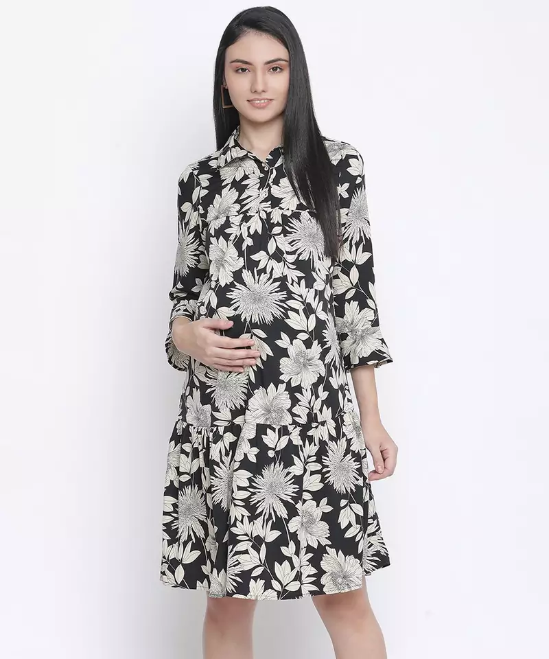 Aroma floral print maternity dress