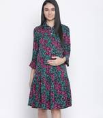 Lights of color floral print maternity dress